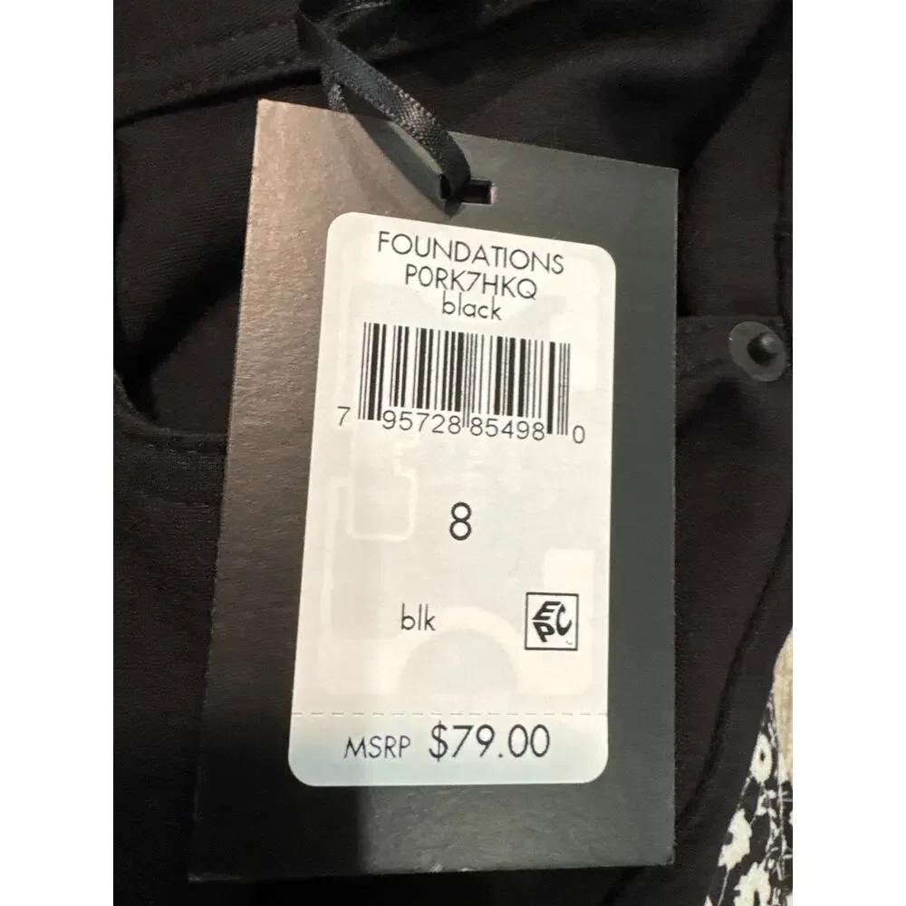 DKNY Black Slim Straight Pants Foundations Stretch Size 8 NWT